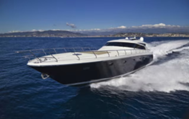 Speed boat on the sea showing composite material product