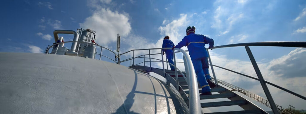 Workers or Contractors walking up stairs outdoors