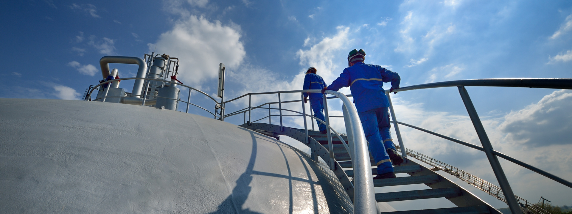 Workers or Contractors walking up stairs outdoors
