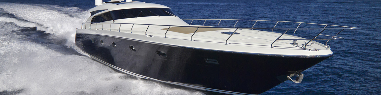 Speed boat on the sea showing composite material product