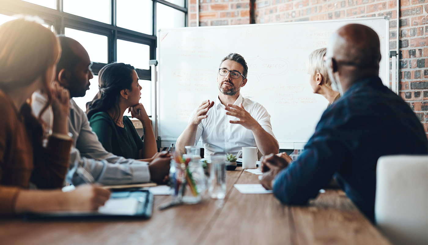 Business meeting at a table